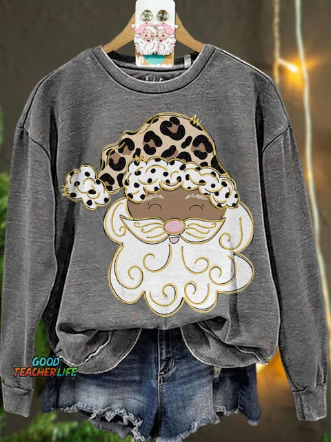 Glitter Santa Christmas Santa Casual Sweatshirt