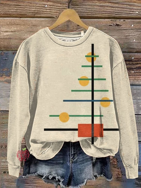 Abstract Christmas Tree Art Print Casual Sweatshirt