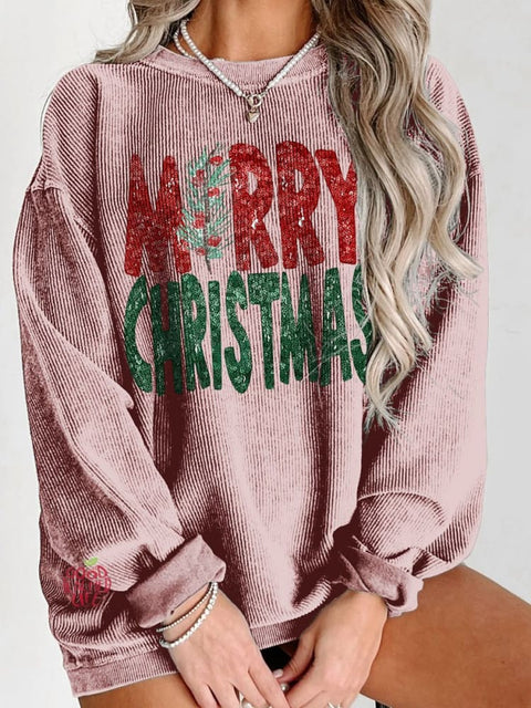 Women's Merry Christmas Tree Red Green Casual Print Sweatshirt