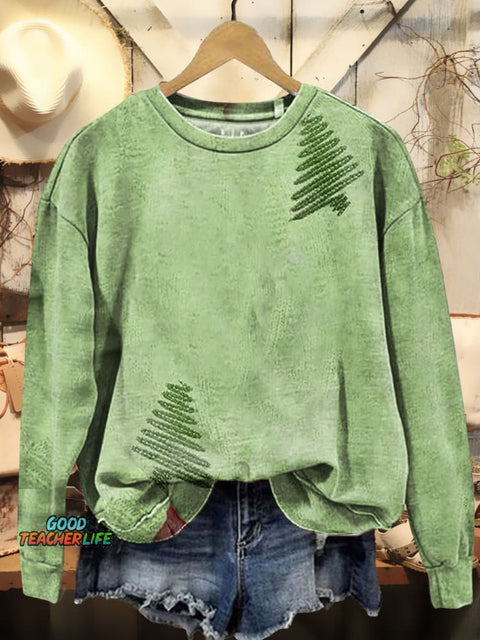 Christmas Tree Art Print Casual Sweatshirt