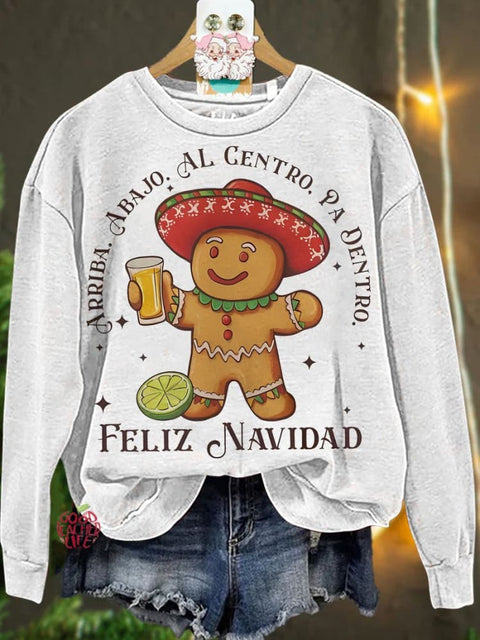 Christmas Arriba Abajo Al Centro Pa Dentro Gingerbread Casual  Sweatshirt