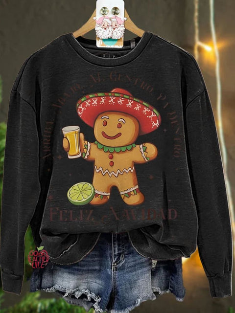 Christmas Arriba Abajo Al Centro Pa Dentro Gingerbread Casual  Sweatshirt