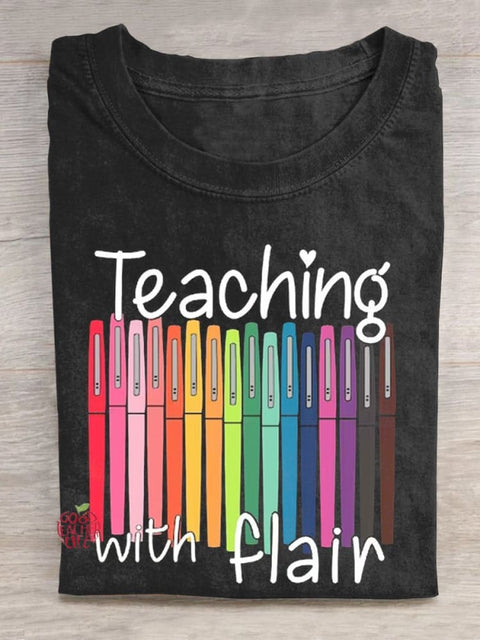 Back To School Teaching With Flair Teacher T-shirt