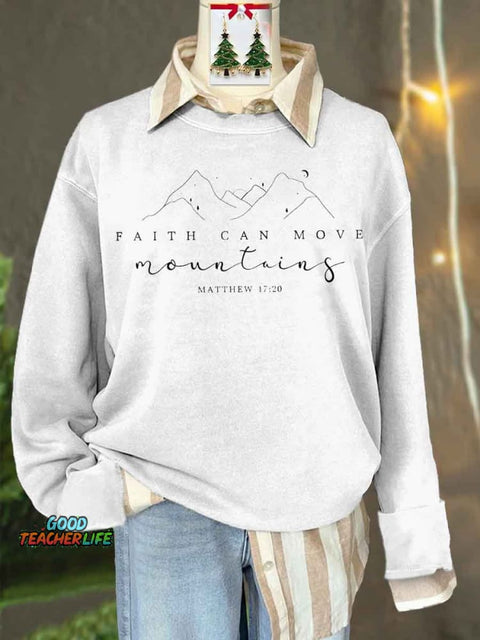 Faith Can Move Mountains Print Casual Sweatshirt
