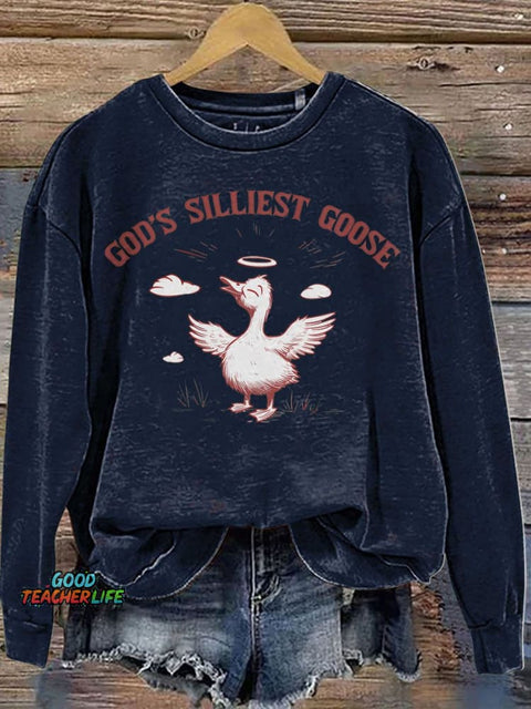 God's Silliest Goose Retro Casual  Sweatshirt
