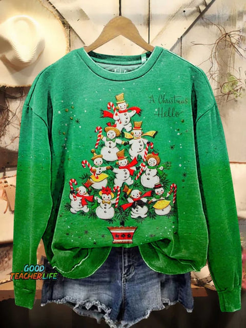 Christmas Tree Snowman Casual Sweatshirt