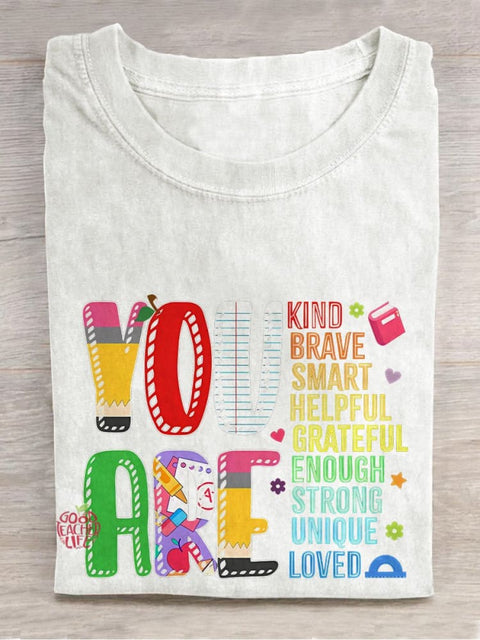 You Are Kind First Day Of School Casual Print T-shirt