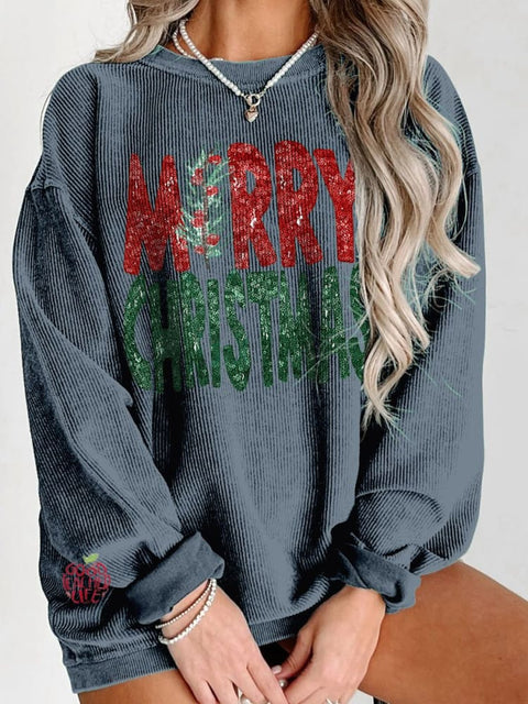 Women's Merry Christmas Tree Red Green Casual Print Sweatshirt