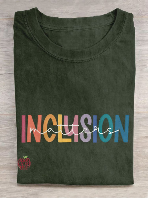 Inclusion Matters Special Education Mindfulness Autism Awareness Casual Print T-shirt