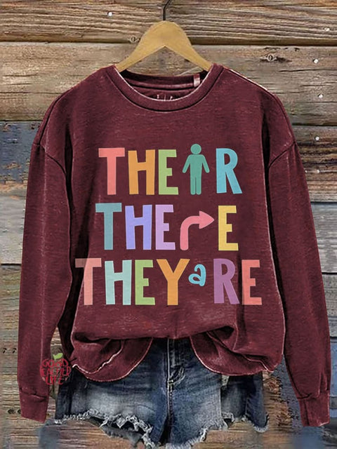 Their There They're English Literary Casual Print Sweatshirt