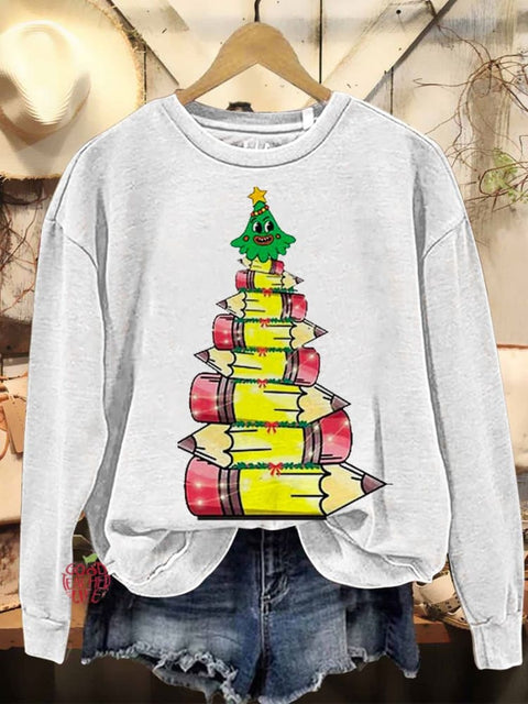 Teacher Life Teacher Day Christmas Casual Print Sweatshirt