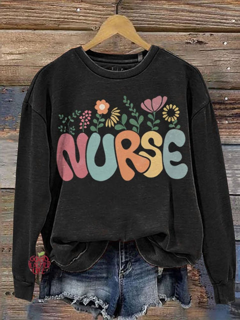 Floral Nurse Student Casual  Sweatshirt