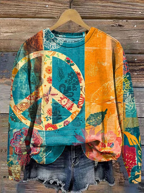 Hippie Art Print Casual Sweatshirt