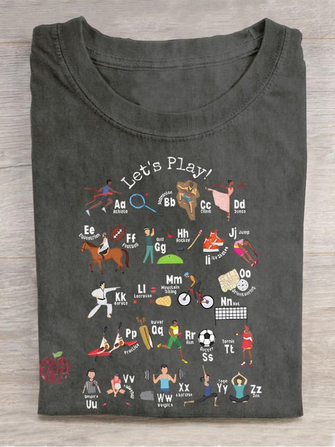 Let's Play Pe Teacher Casual Print T-shirt