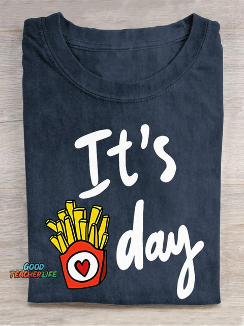 It's Friday Teacher Casual Print T-shirt