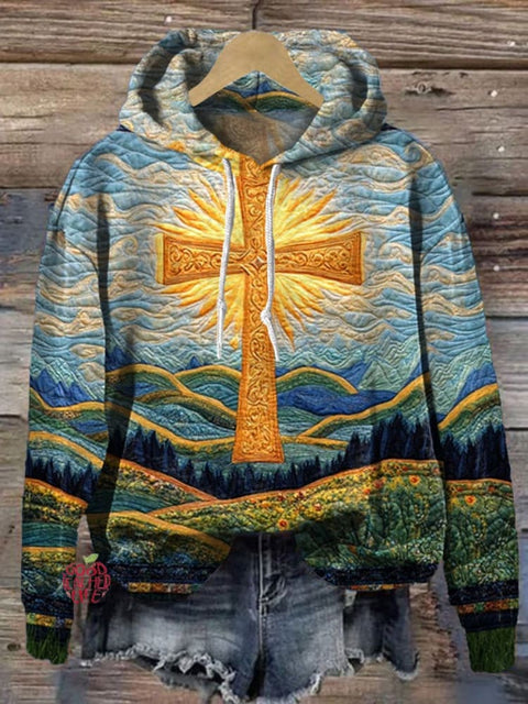 Cross Christmas  Print Casual Hoodie Sweatshirt