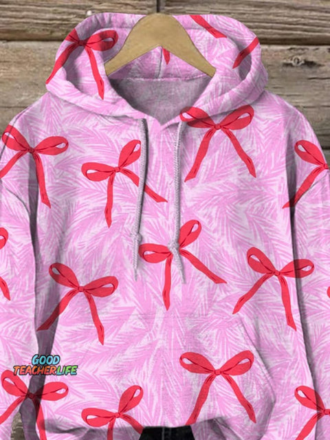Lovely Christmas Ribbon Pattern Printed Casual Sweatshirt