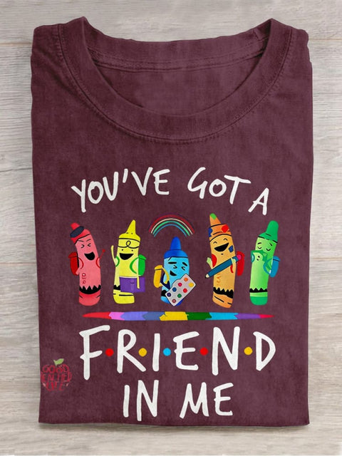 You've Got A Friend In Me Teacher Casual Print T-shirt