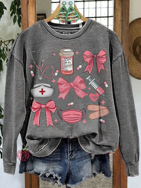 Work Cute Nurse Coquette Bow Casual Sweatshirt