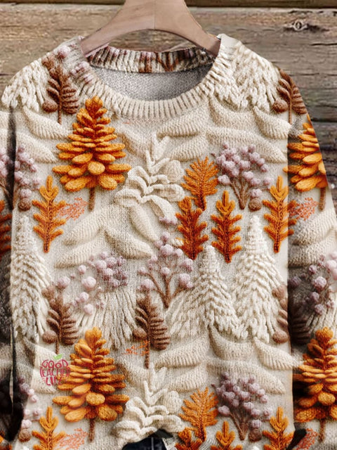 Christmas Gift Christmas Tree Seasons Autumn And Winter Trees Art Print Knit Pullover Sweater