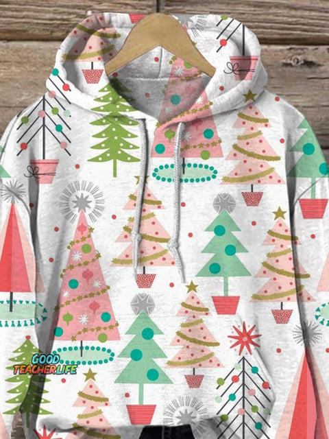 Lovely Christmas Tree Pattern Printed Casual Sweatshirt
