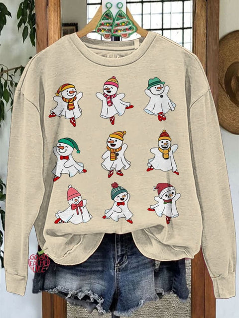 Ballet Snowman Christmas Casual Sweatshirt