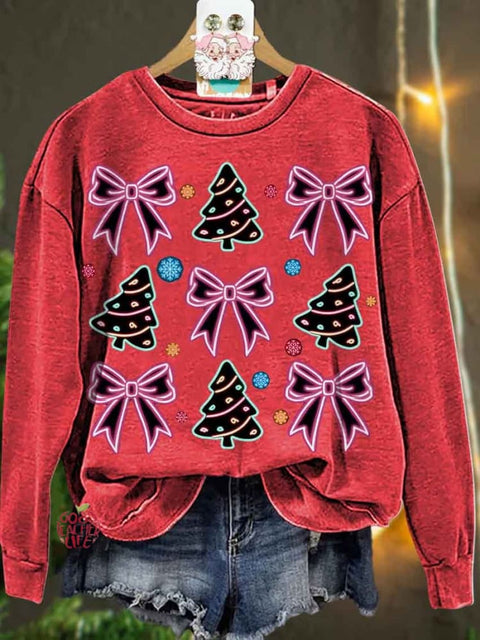 Christmas Neon Coquette Christmas tree Casual  Sweatshirt