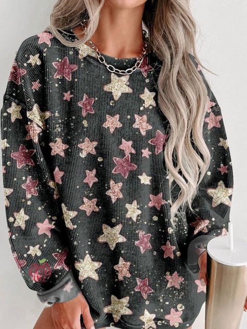 Christmas Winter Snowing Stars Snowflake Women's Casual Print Shirt