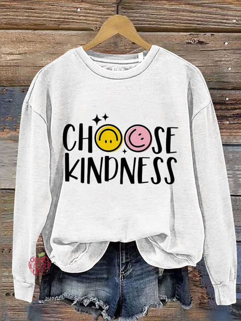 Choose Kindness Happy Face Kindness Casual Print Sweatshirt