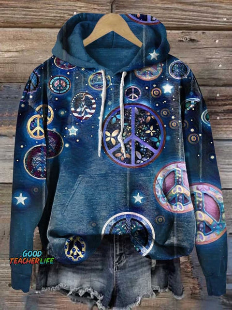Hippie Peace Sign Love and Peace Casual Sweatshirt