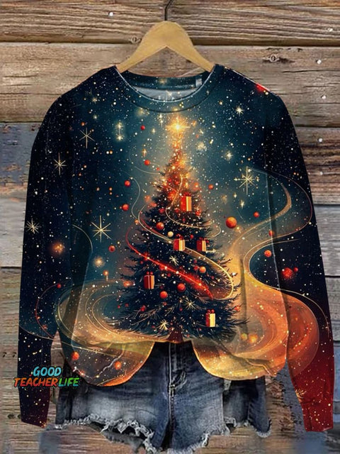 Christmas Tree Art Print Casual Sweatshirt
