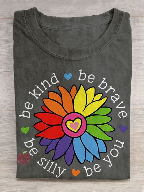 Be Kind Be Brave Be Silly Be You Teacher Casual Print T-shirt