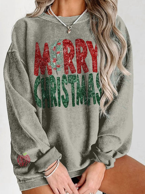 Women's Merry Christmas Tree Red Green Casual Print Sweatshirt