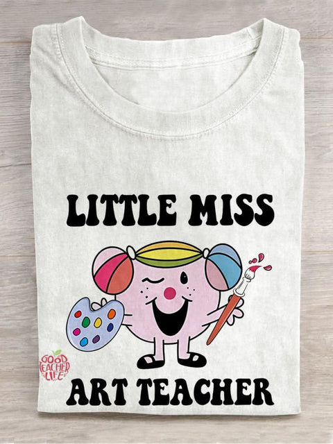 Little Miss Art Teacher Casual Print T-shirt