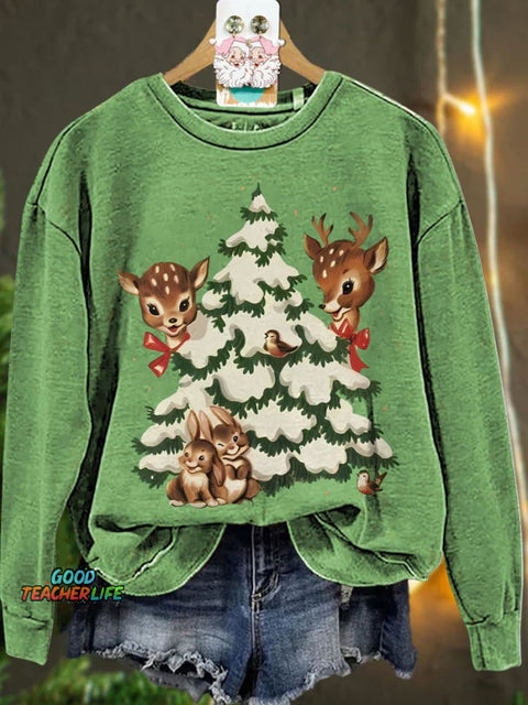 Retro Christmas Reindeer Casual  Sweatshirt