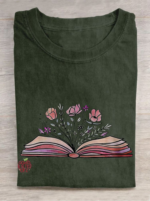 Laura Book Lovers Reading Books Casual Print T-shirt