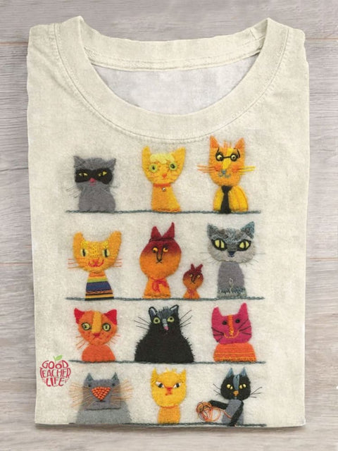 Cute Cat Art Print T-shirt