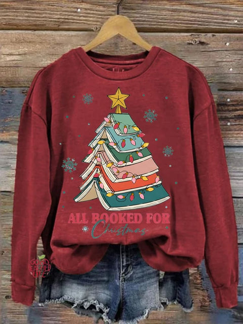 Women's All Booked For Christmas Print Casual Sweatshirt