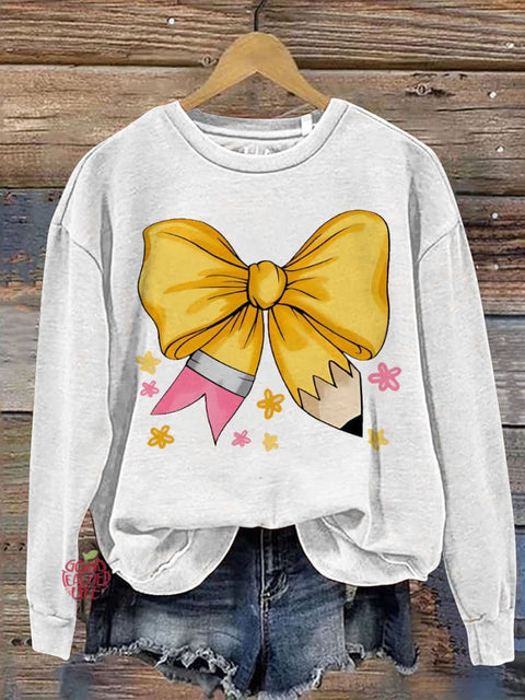 Teacher Pencil Bow Casual  Sweatshirt