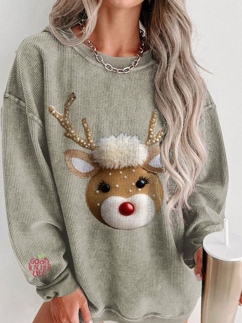 Women's Merry Christmas Classic Elk Casual Print Shirt