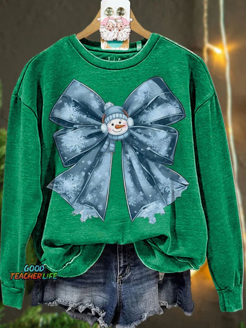 Christmas Winter Coquette Bow Cozy Season Snowman Casual  Sweatshirt