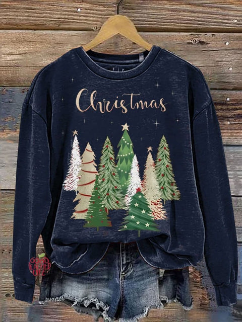 Christmas Tree Print Casual Sweatshirt