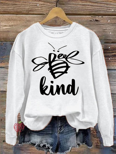 Bee Kind Casual Print Sweatshirt