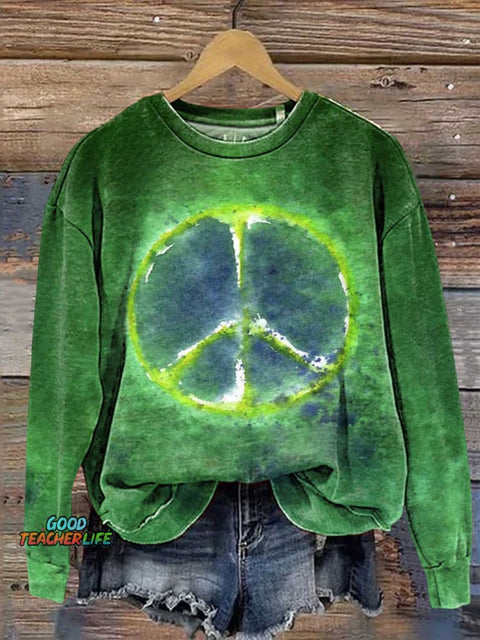 Retro Hippie Peace Sign Love and Peace Casual Sweatshirt