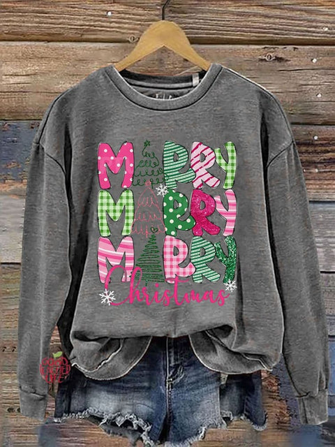 Merry Christmas Casual Print Sweatshirt