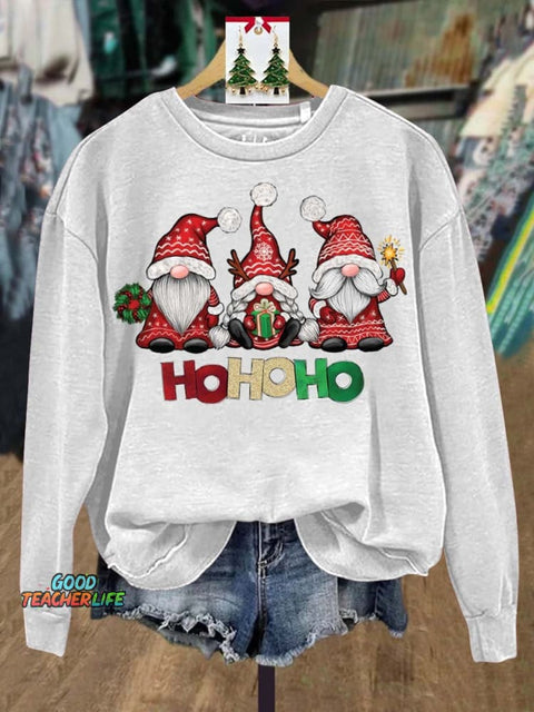 Lovely Christmas Gnomes Art Print Casual Sweatshirt