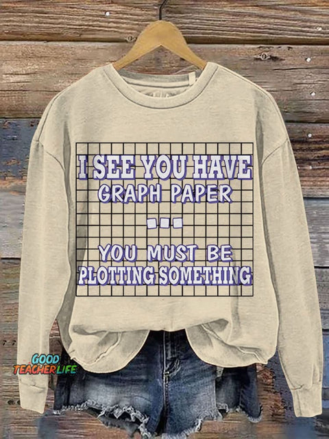 Funny Math Teacher Mathematician Casual Print Sweatshirt