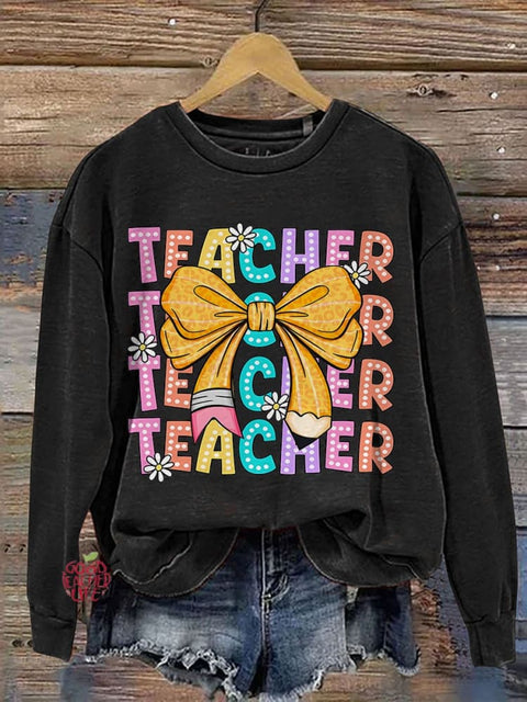 Coquette Teacher Back To School Teacher Appreciation Casual Sweatshirt