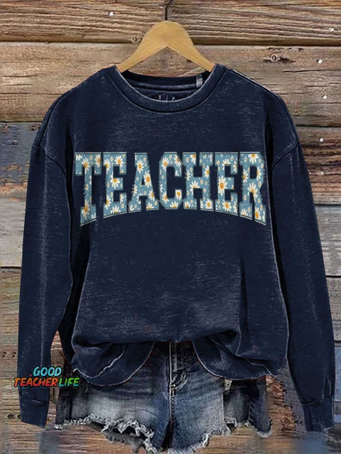 Teacher Floral Teacher Gift Casual  Sweatshirt