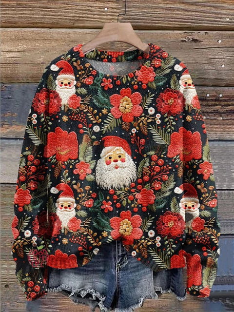 Christmas Gift Santa Claus Art Print Knit Pullover Sweater